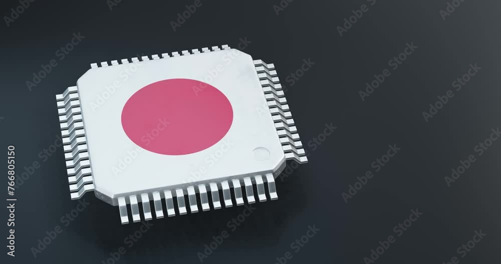 3d render of microchip or semiconductor chip in japan flag, for computing. 3d render of microchip or semiconductor chip in japan flag, for computing.