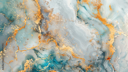 Background of abstract marble wallpaper with a luxurious marble texture in gold and blue tones.