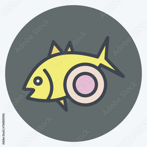 Icon Baked Fish. suitable for seafood symbol. color mate style. simple design editable. design template vector. simple illustration