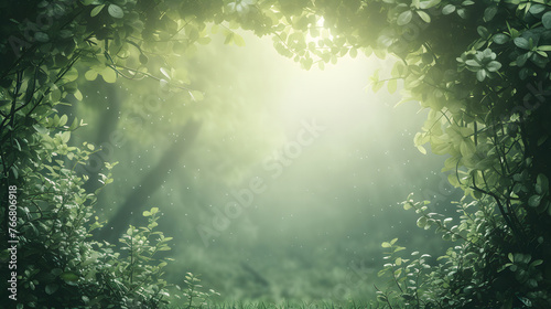 Beautiful dense forest with the center exposed to light forming a beautiful circle, natural background concept © MyBackground