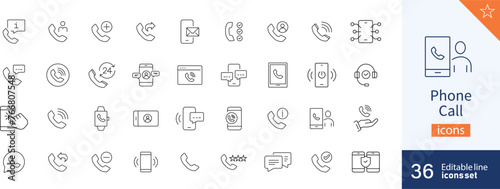 Phone icons Pixel perfect. Mobile, message, support, ...