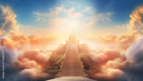 Stairway to Heaven with Sun and Radiance to Paradise