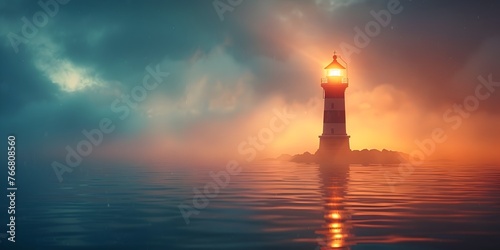 Lighthouse Beacon Guiding Ships to the Harbor of Love a Radiant Beacon of Affection Illuminating the Tranquil Seas