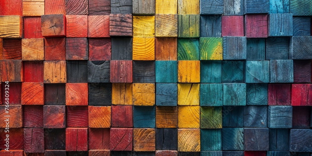 Rainbow Colored Wooden Blocks Rainbow Colored Wooden Blocks