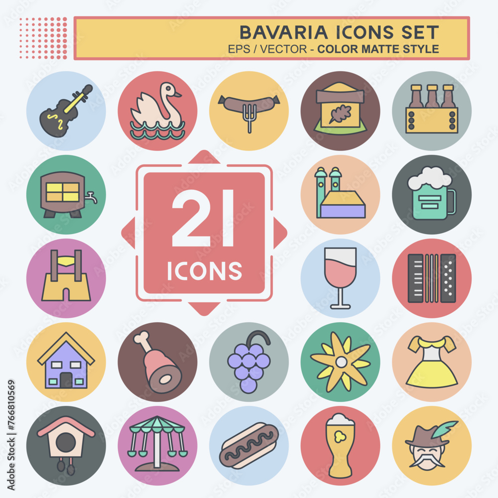 Icon Set Bavaria. suitable for education symbol. color mate style. simple design editable. design template vector. simple illustration