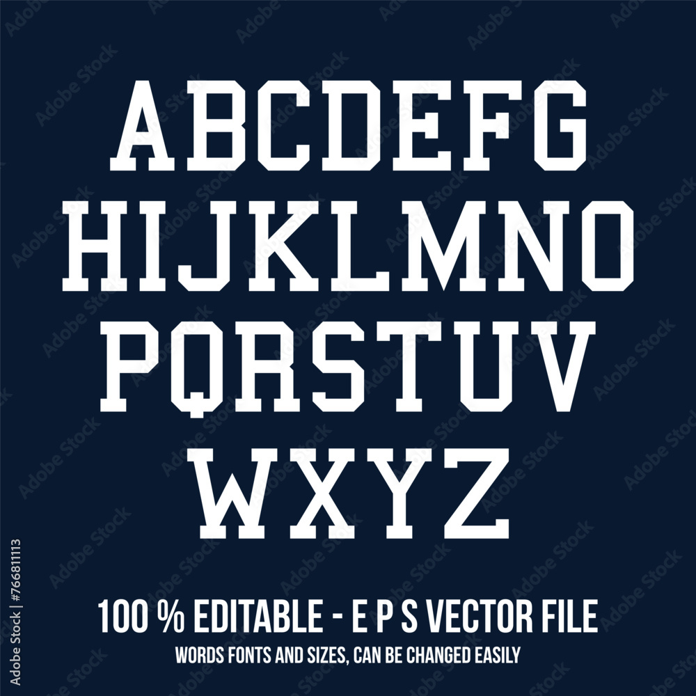 Classic college font. Vintage sport font in american style for football, baseball or basketball logos and t-shirt. Athletic department typeface, varsity style font.
