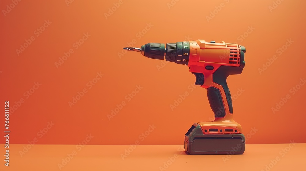 Drill on the orange background Drill on the orange background