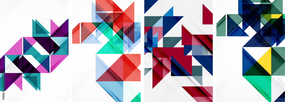 Set of abstract random triangle composition backgrounds. Vector illustration for for wallpaper, business card, cover, poster, banner, brochure, header, website