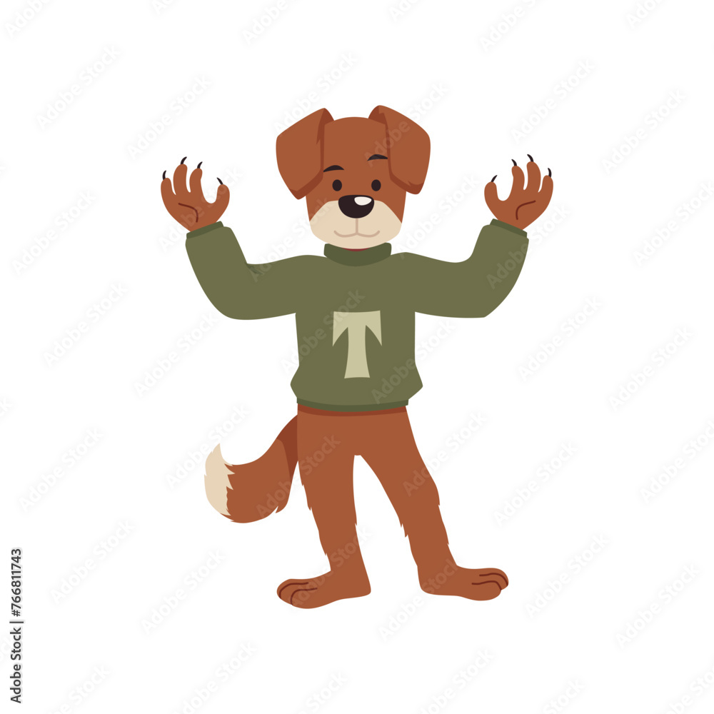 Terrier dog college football talisman in jumper with letter T raised paws up Terrier dog college football talisman in jumper with letter T raised paws up