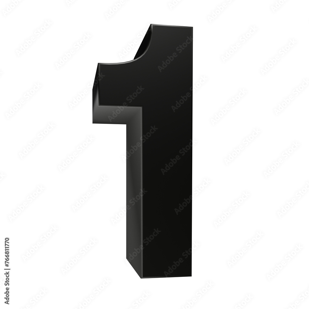 Black number 1 on transparent background Black number 1 on transparent background