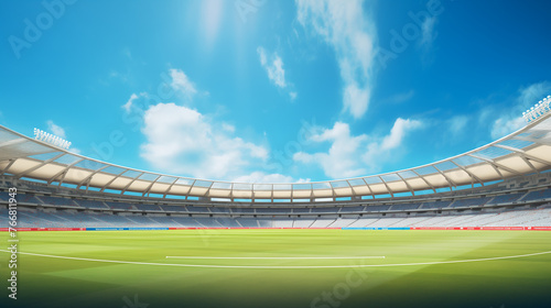 cricket stadium with sky and clouds
