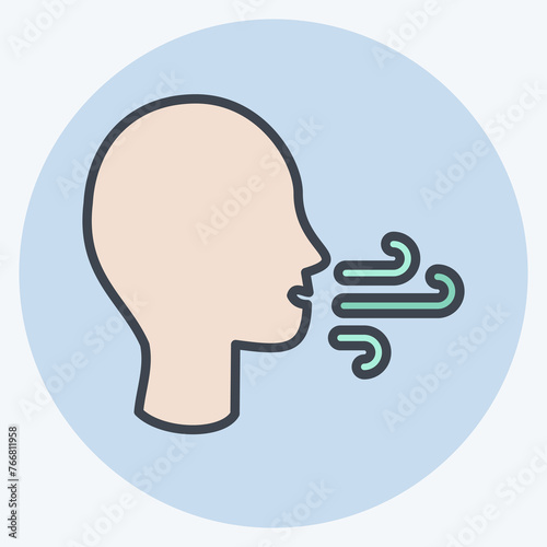 Icon Difficulty Breathing. suitable for flu symbol. color mate style. simple design editable. design template vector. simple illustration
