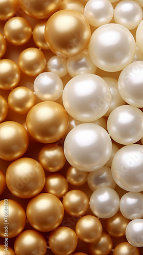 A detailed view of several pearls closely clustered together