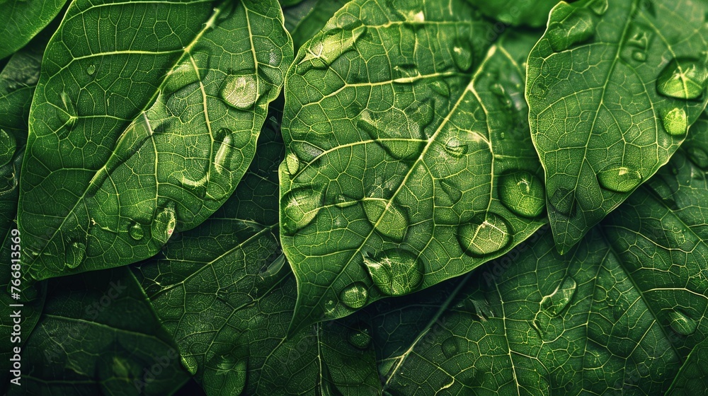 Fototapeta premium closeup of detailed green leaf texture background featuring intricate vein patterns and vibrant lush foliage perfect for nature and botanical designs