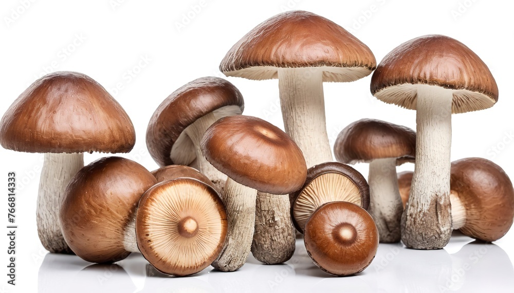 collection shiitake mushrooms isolated on white background collection shiitake mushrooms isolated on white background