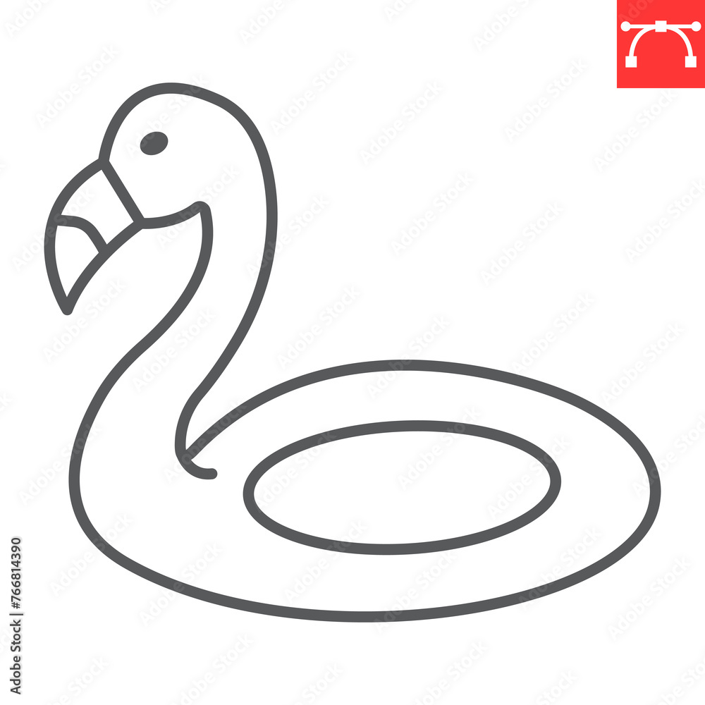 Flamingo pool float line icon, summer and vacation, swim ring vector icon, vector graphics, editable stroke outline sign, eps 10. Flamingo pool float line icon, summer and vacation, swim ring vector icon, vector graphics, editable stroke outline sign, eps 10.