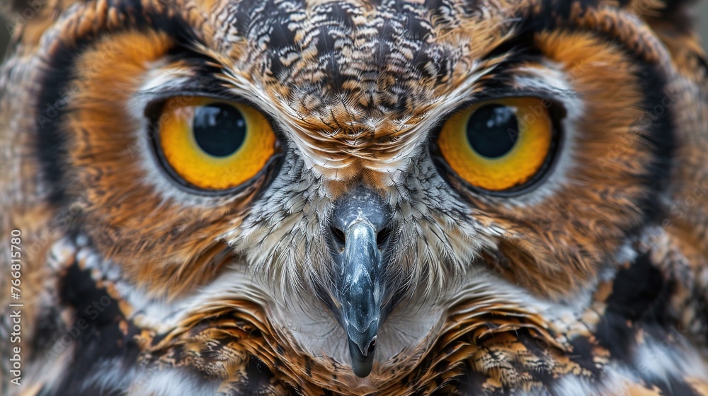 owl staring with golden eyes closeup great horned wildlife birdwatching nature owl staring with golden eyes closeup great horned wildlife birdwatching nature