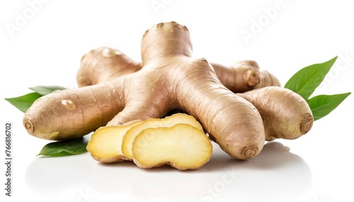 fresh ginger root isolated on white background photo