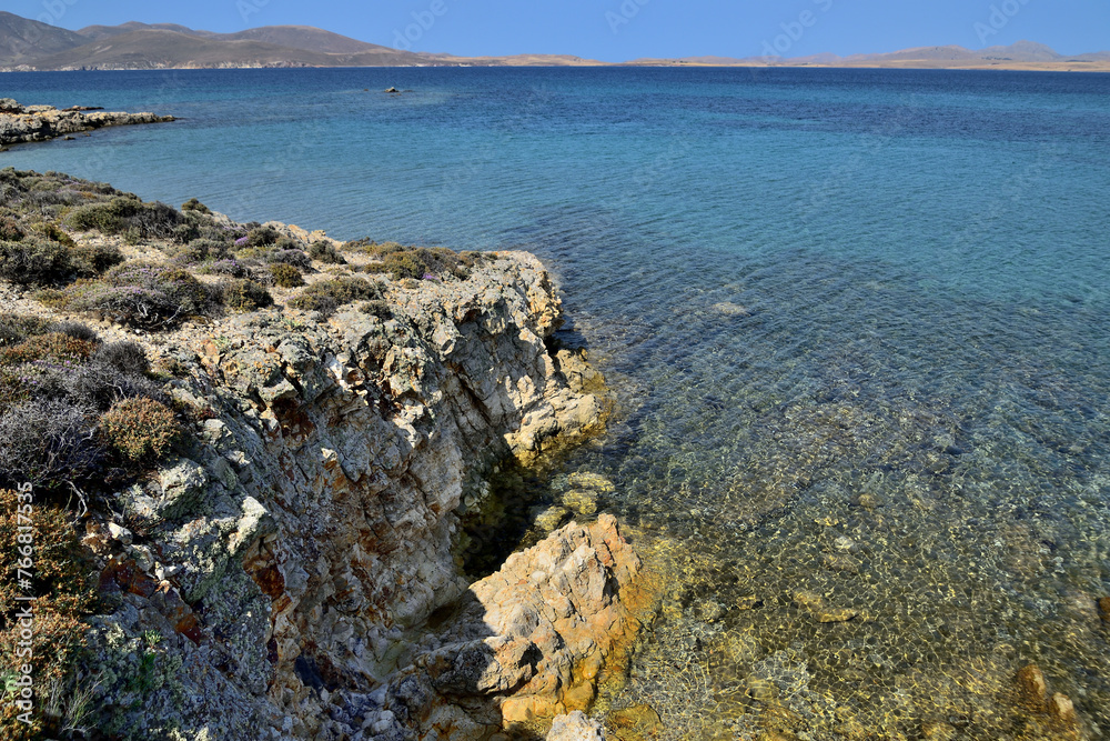 rocky coast, high cliff - Fanaraki area, near Moudros, Lemnos, Aegean Sea, Greece