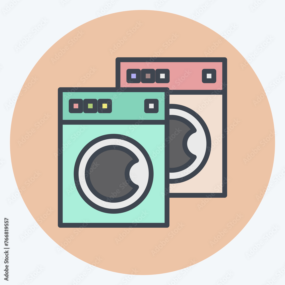 Icon Washing Machines. related to Laundry symbol. color mate style. simple design editable. simple illustration, good for prints