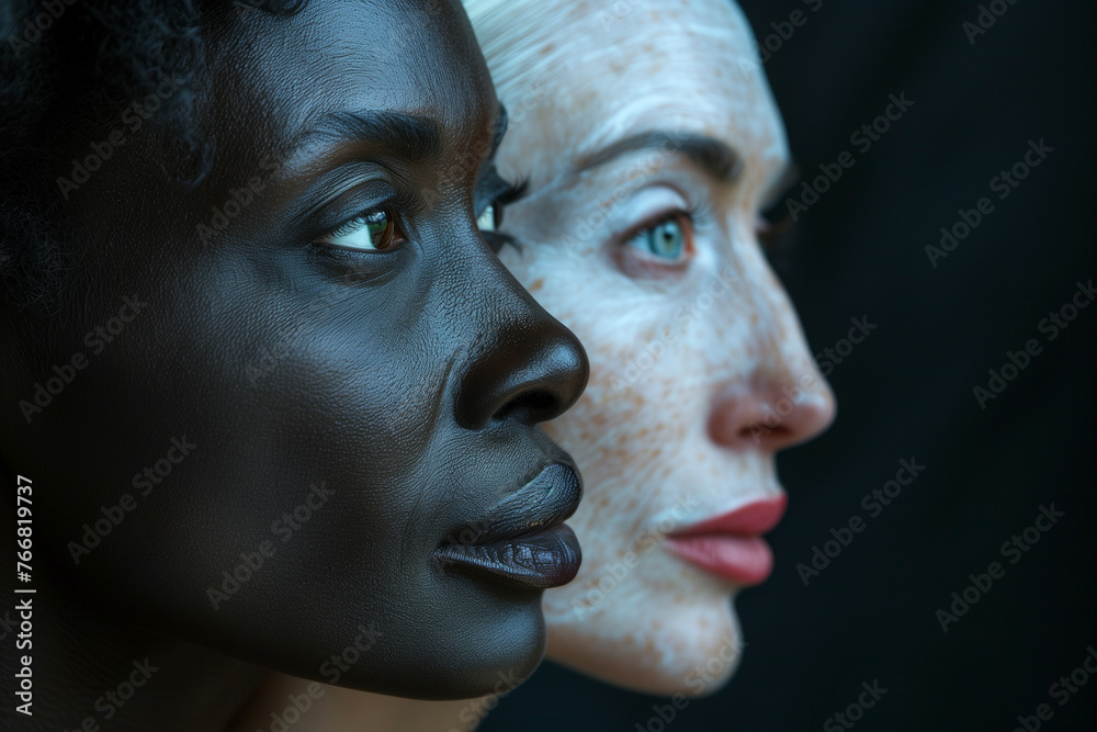 Two women are facing each other and sharing a gaze Two women are facing each other and sharing a gaze
