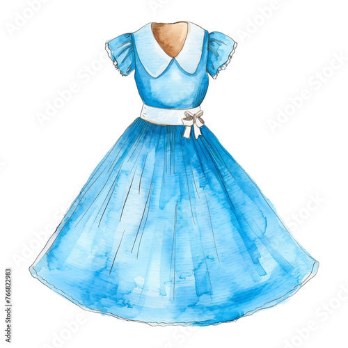 blue gown watercolor good quality and good design