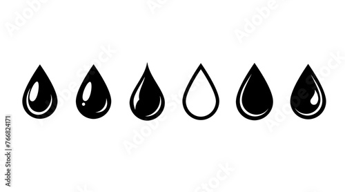 vector flat style eps water drop icons set. black water drops set. water  blood or oil drop. flat style high quality illustration on white background.  
