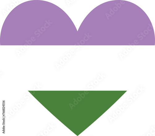 Gender Queer Pride Flag Heart Shape Pride Month LGBTQ Rainbow