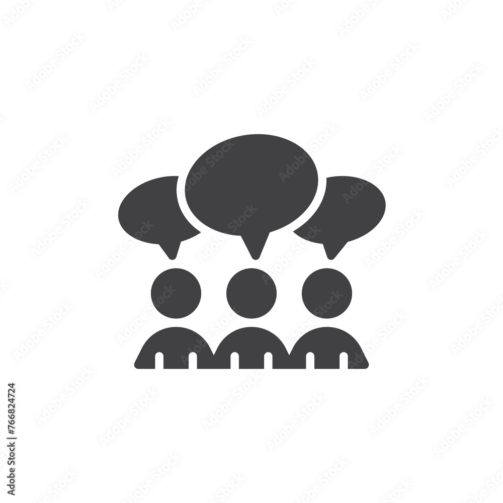 Multiple people with speech bubbles vector icon Multiple people with speech bubbles vector icon