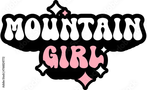 Mountain Girl Sticker On Cute Style Design For Sticker  T-Shirt  Mug  Hoodie  Poster   For Any Merchandise Printing On Transparent Background