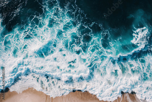 photo vertical overhead shot of a wavy sea © yuniazizah