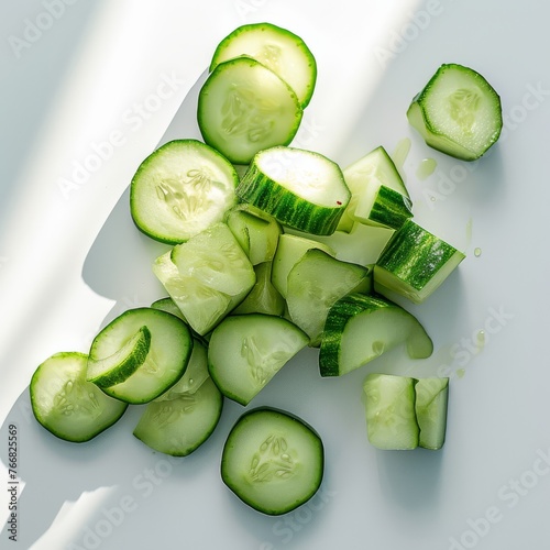 Freshness in Slices: Cucumber on Bright White