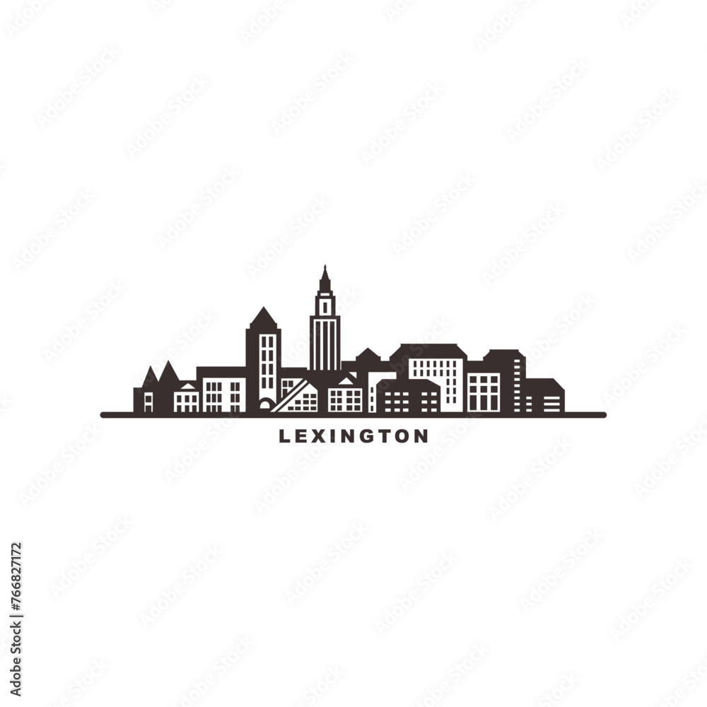 Lexington city US Kentucky cityscape skyline panorama vector flat modern logo icon. USA, state of America emblem idea with landmarks and building silhouettes. Isolated graphic