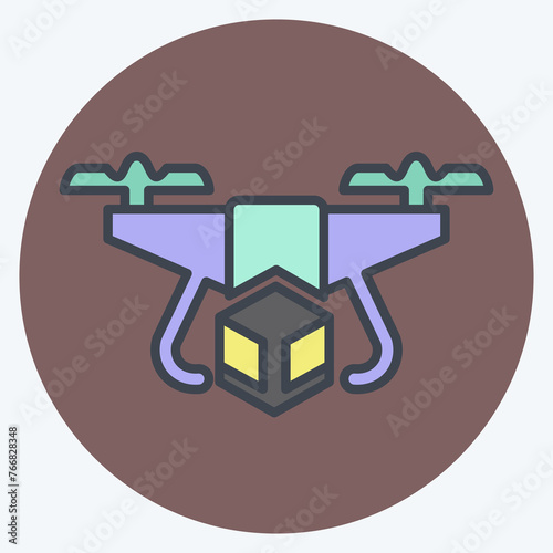 Icon Delivery Drone. related to Drone symbol. color mate style. simple design editable. simple illustration