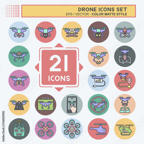Icon Set Drone. related to Technology symbol. color mate style. simple design editable. simple illustration