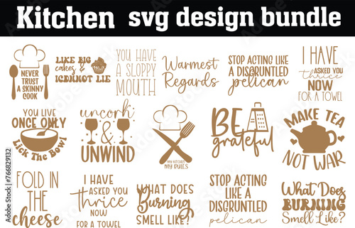 Kitchen SVG cut file, kitchen design bundle,  typography kitchen design, kitchen lettering design, vector design,