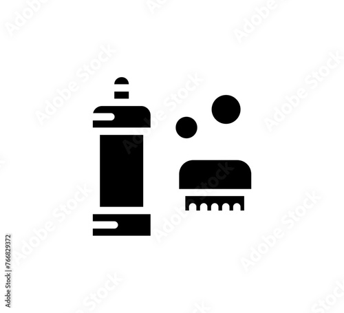 Silhouette Vector bathroom icons. Editable Stroke. Shower, bath, toilet, bidet, mirror, water tap. Laundry and garbage basket. Cosmetics shampoo comb cream. Toilet paper napkins
