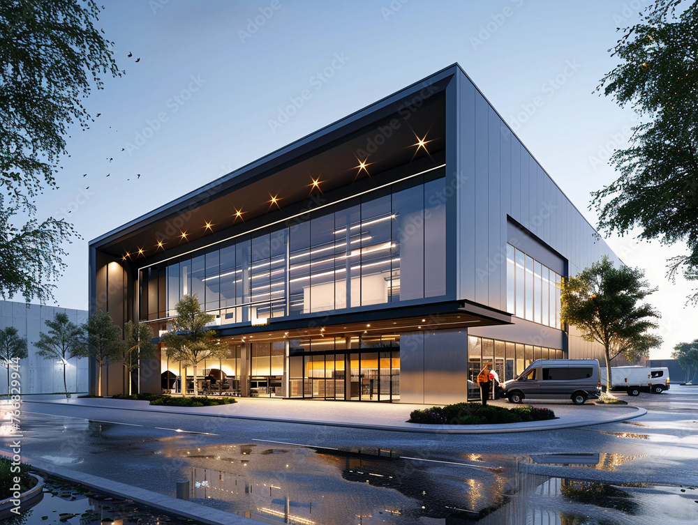 Obraz premium Modern Distribution office or logistic Center from outside 