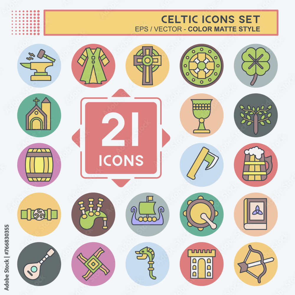 Icon Set Celtic. related to Celebration symbol. color mate style. simple design editable. simple illustration