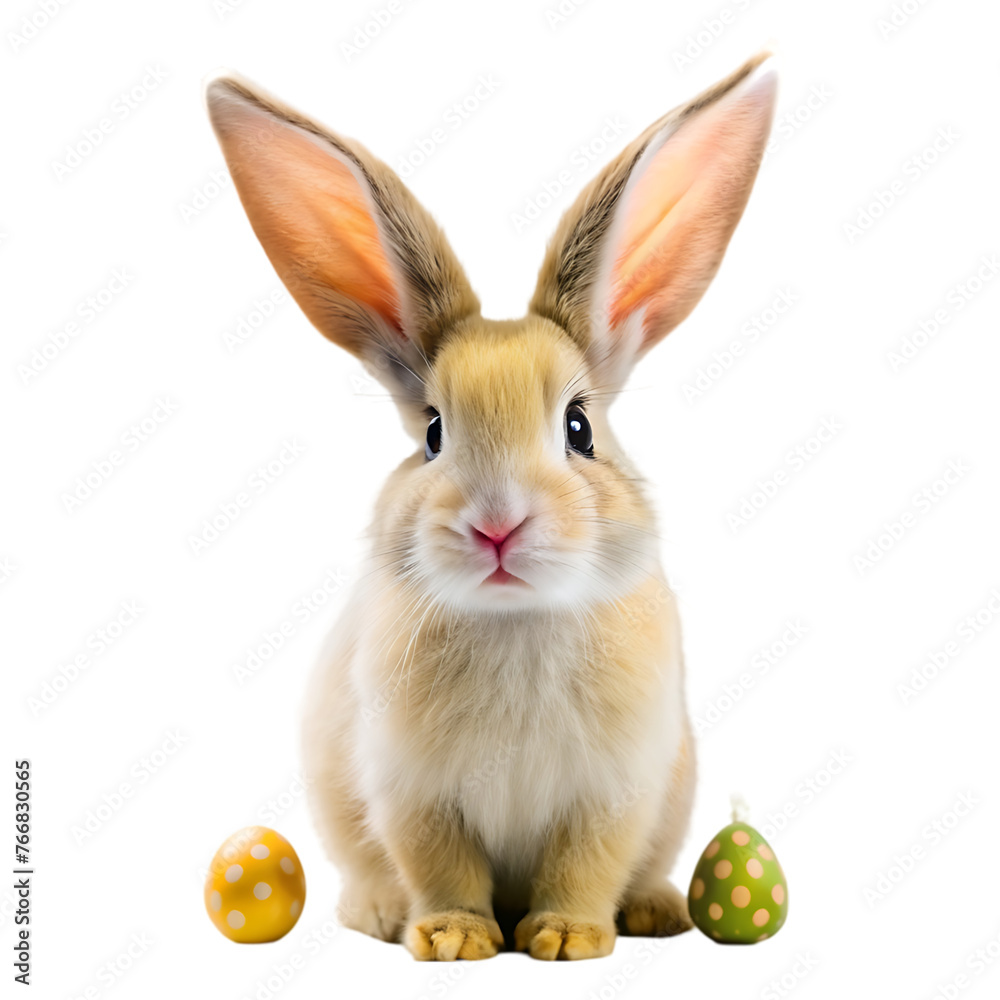 Obraz premium easter bunny mockup with painted eggs