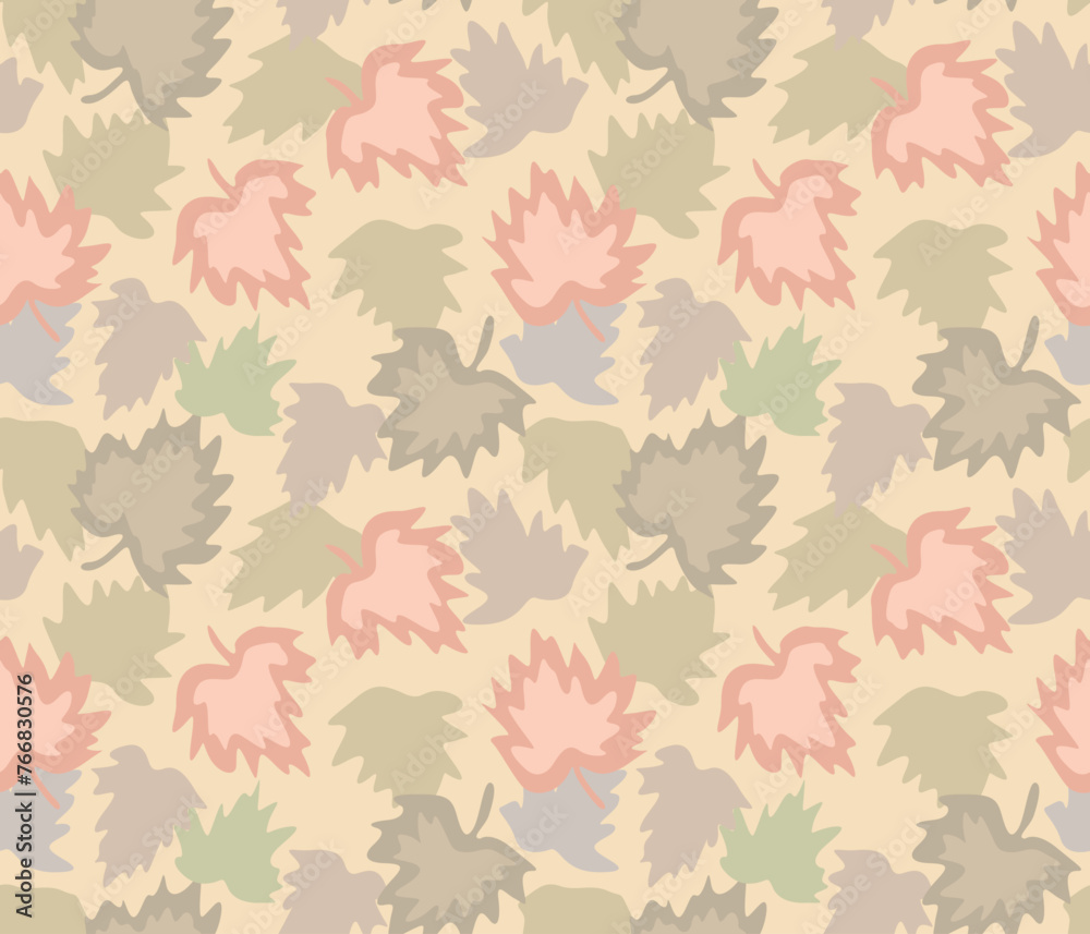 Japanese Pastel Leaf Fall Vector Seamless Pattern