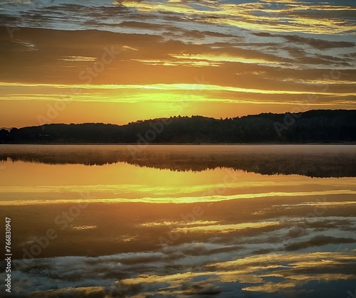 sunset over the river