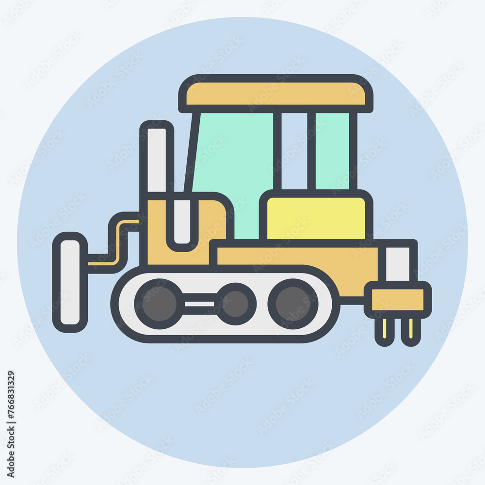 Icon Bulldozer. related to Construction Vehicles symbol. color mate style. simple design editable. simple illustration