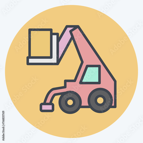 Icon Telehandler. related to Construction Vehicles symbol. color mate style. simple design editable. simple illustration