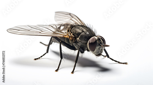 Dirty Common housefly viewed from up high Musca domestica white background 