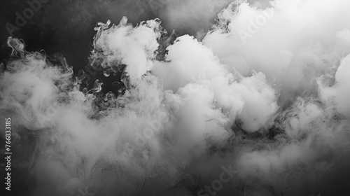 Spooky fog overlays Halloween overlay realistic Panoramic view of the abstract fog. White cloudiness, mist or smog moves on black background. Beautiful swirling gray smoke. Generative Ai