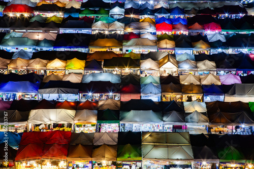 colorful Night Train Market Ratchada, Bangkok, Thailand