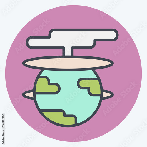 Icon Destroy The World. related to Nuclear symbol. color mate style. simple design editable. simple illustration