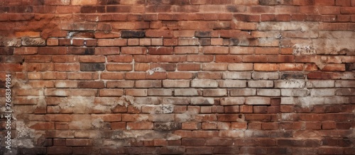 The weathered brick wall shows an abundance of cracks and damage, giving it a worn and aged appearance