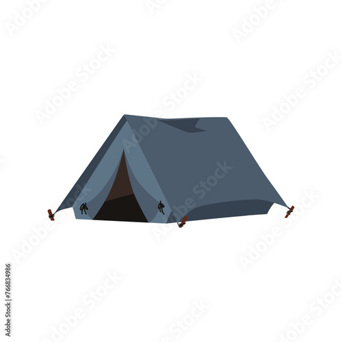 Tourist camping tent, vector cartoon grey campsite equipment for traveling and hiking summer activities, folding house